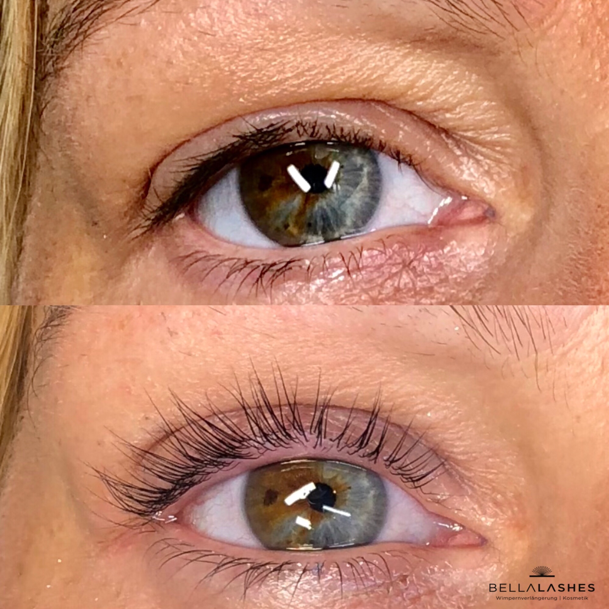 Lashlifting Vorher Nachher Vergleich – natürliche Wimpern mit Schwung